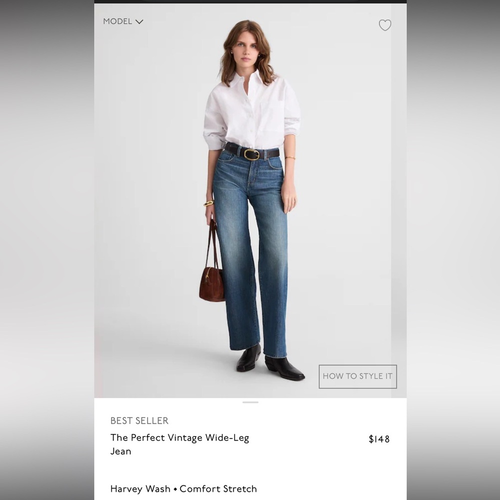 Madewell perfect vintage wide leg jeans. Size 28.
